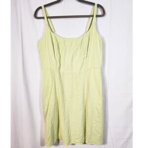 Old Navy Large $35 Chartreuse Lime Linen Cami Mini Dress Summer Bright